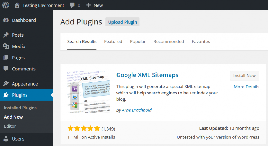 Installing the Google XML Sitemaps Plugin﻿